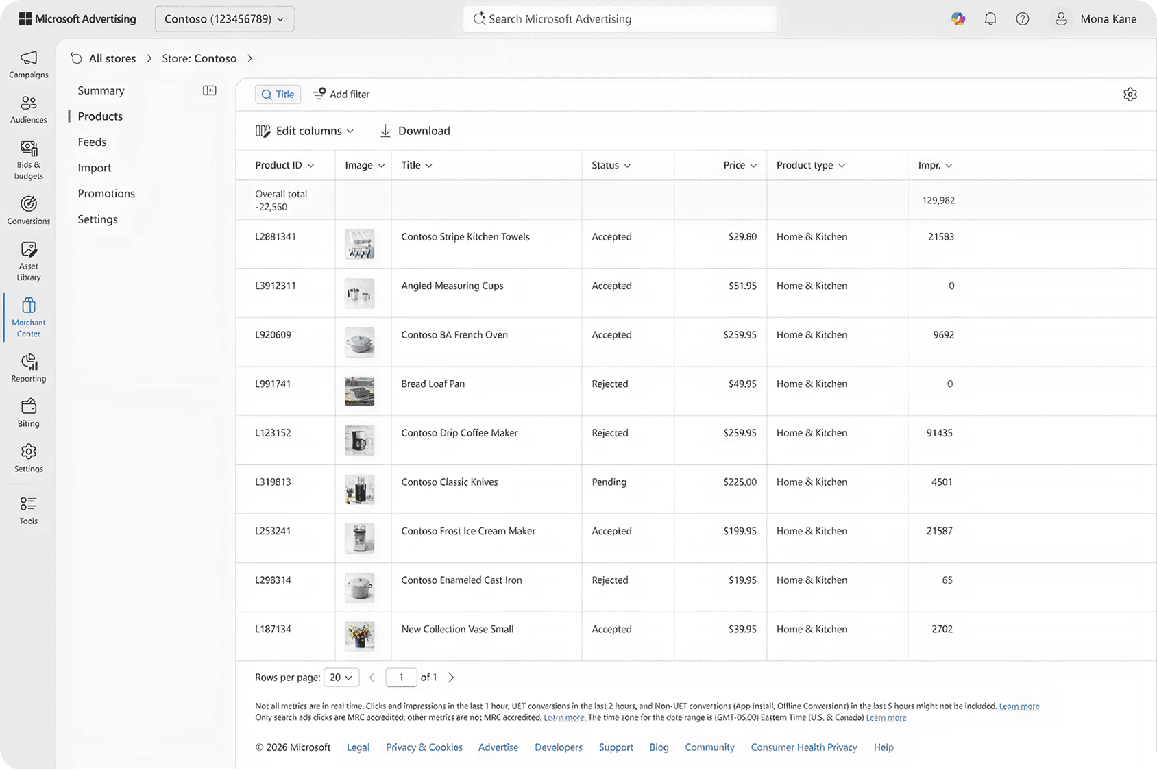 A screenshot of Product explorer for Merchant Center