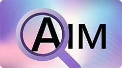 Illustration of a magnifying glass focusing on the word AIM